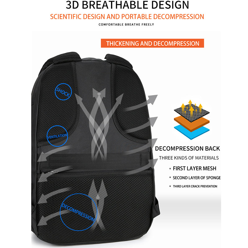 ML8018 Large Business Laptop Backpack Travel Rucksack Bag Water-Repellent Shoulders Bag with External USB Charging Port