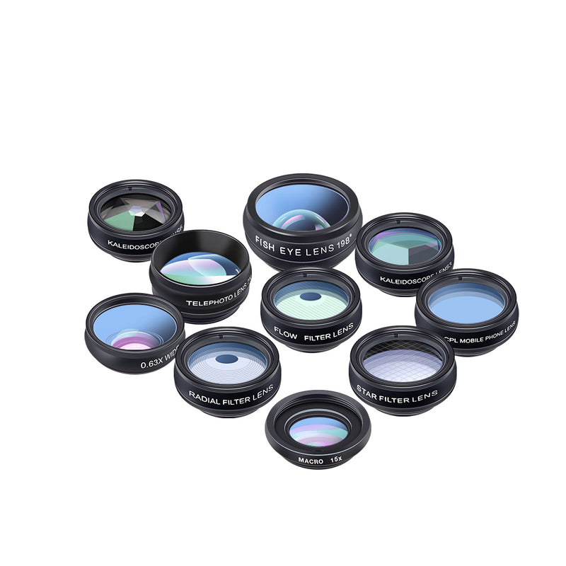 APEXEL APL-DG10 10 in 1 Phone Camera Lens Kit Fisheye Wide Angle Macro Telescope Lens