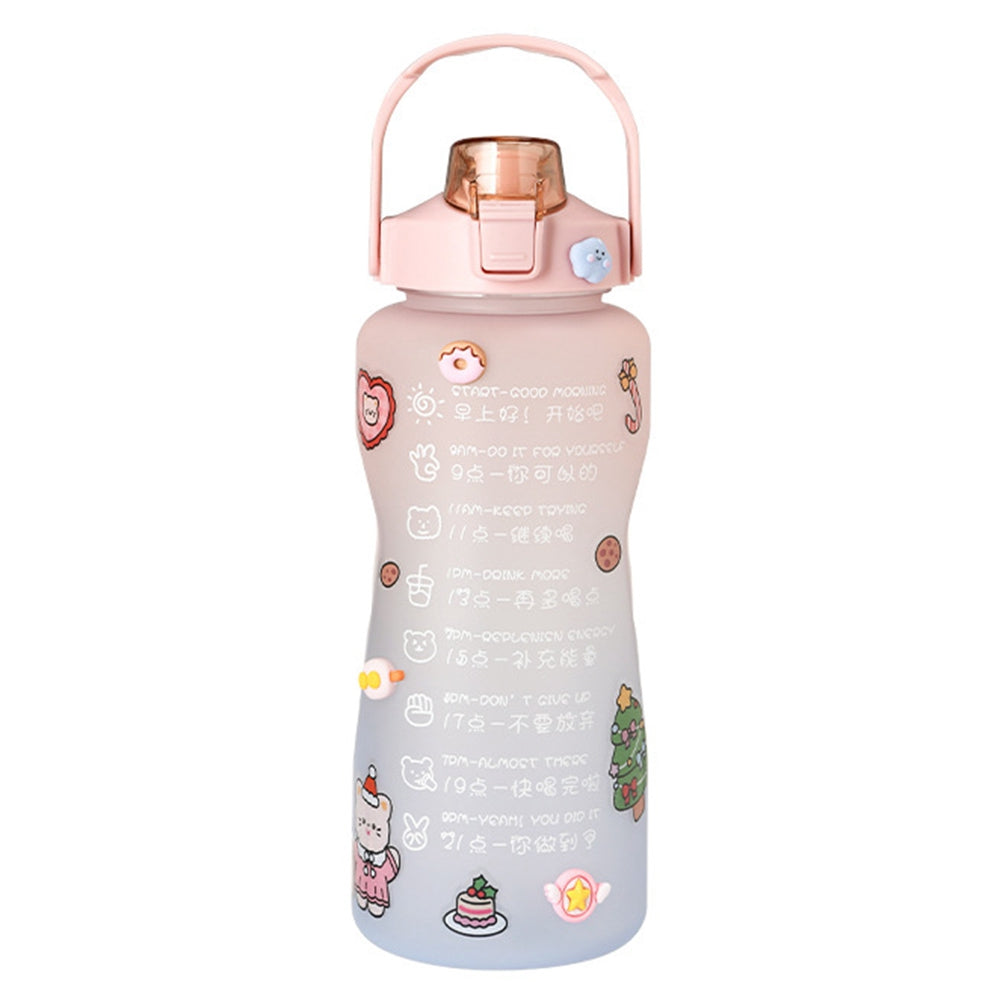 2000ml For Home Office Gym Motivational Time Scale Reminder Water Bottle Gradient Drink Kettle with Straw (No FDA Certificate, BPA-free)