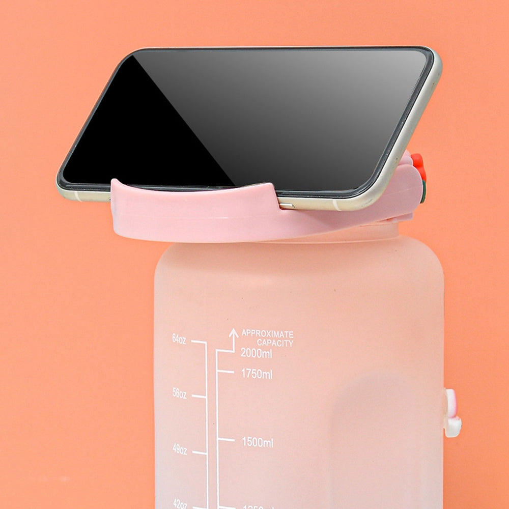 2000ml For Home Office Gym Motivational Time Scale Reminder Water Bottle Gradient Drink Kettle with Straw (No FDA Certificate, BPA-free)