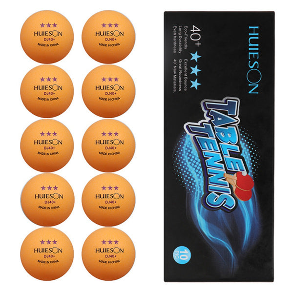 HUIESON 10Pcs / Set Three Star DJ40+ Table Tennis Balls Lightweight Non-flammable Ping Pong Ball for Training