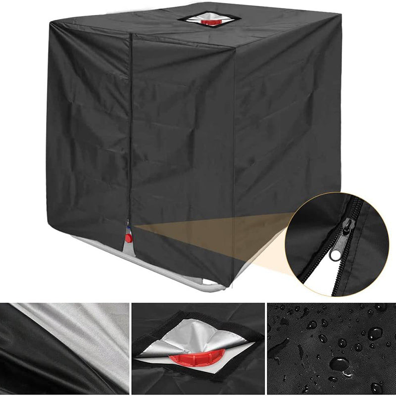 1000L IBC Tank Cover Outdoor Water Barrel Cover IBC Water Tank Sunscreen Cover (with Zipper+Flap)