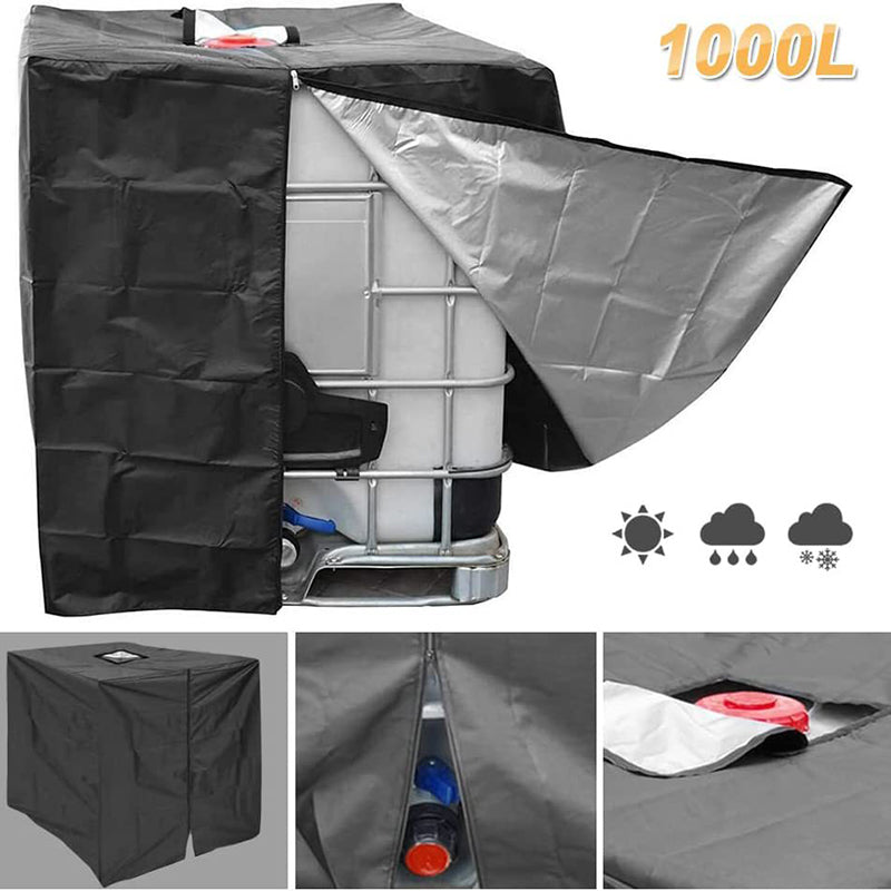 1000L IBC Tank Cover Outdoor Water Barrel Cover IBC Water Tank Sunscreen Cover (with Zipper+Flap)