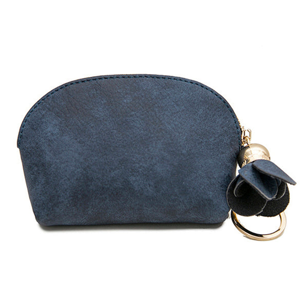 D509 Women PU Leather Mini Coin Purse Shell Shape Short Wallet Key Card Bag