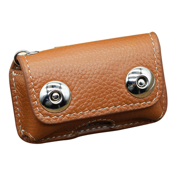 C02 Cowhide Leather Waist Car Key Case Magnetic Buttons Belt Loop Key Pouch Bag