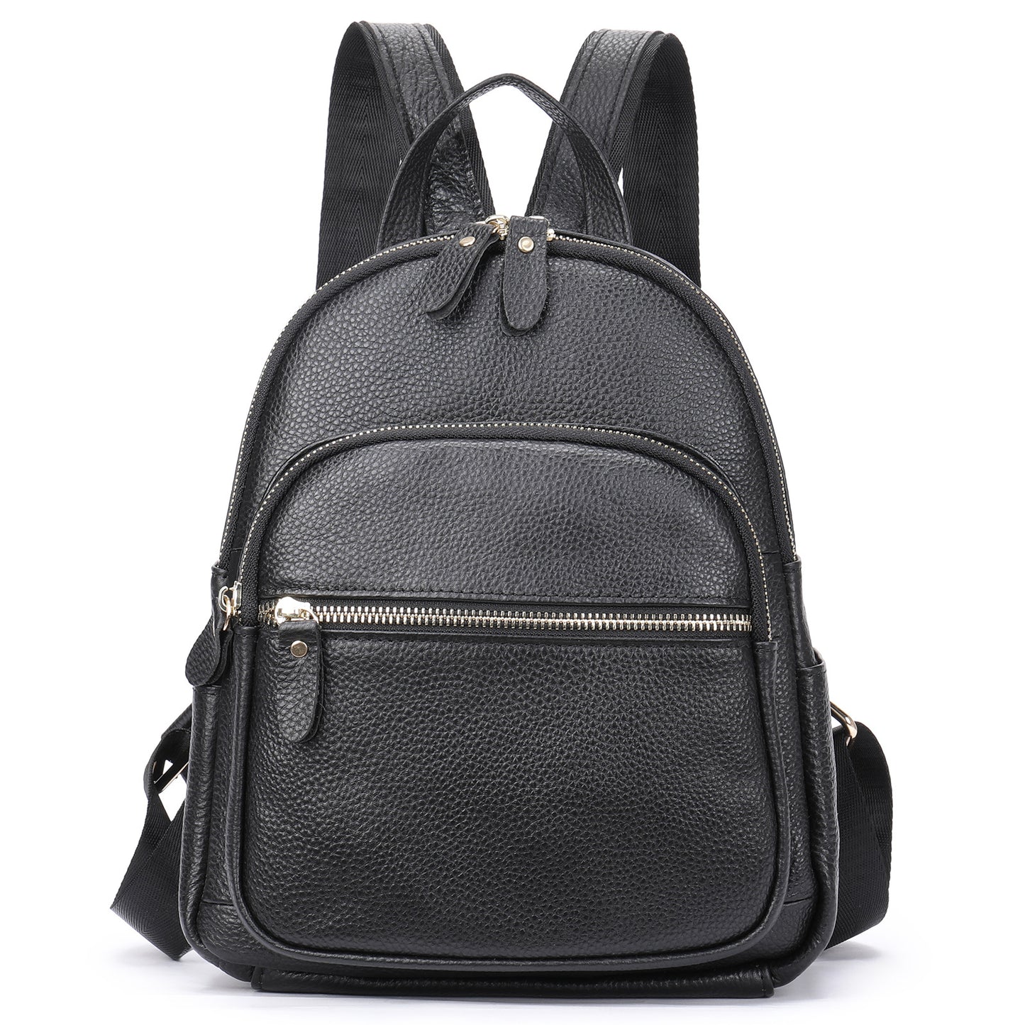 172 Top Layer Cowhide Leather Backpack Women Stylish Solid Color Dual Shoulder Bag