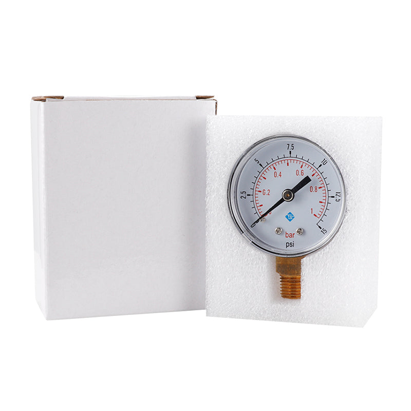 TS-50-15psi 0-15psi / 0-1bar Dual Scale Water Pressure Dial 50mm Manometer Hydraulic Pressure Gauge for Fuel Oil / Air / Oil / Water