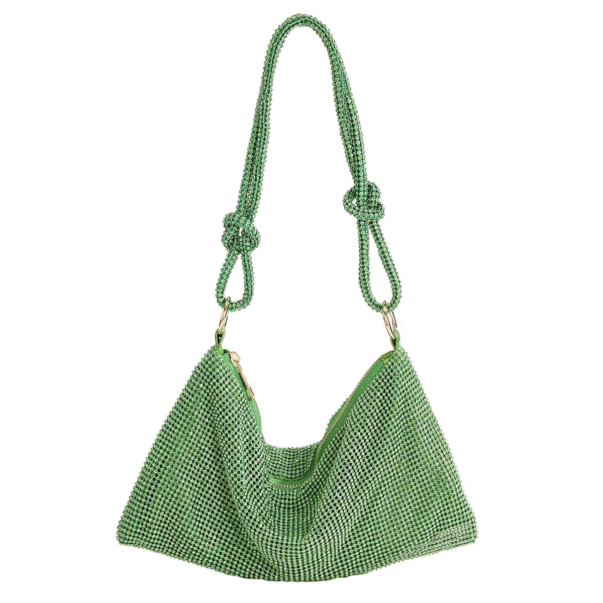 Women Rhinestone Single Shoulder Bag Shiny Crystal Nylon Handbag Underarm Bag for Evening Party