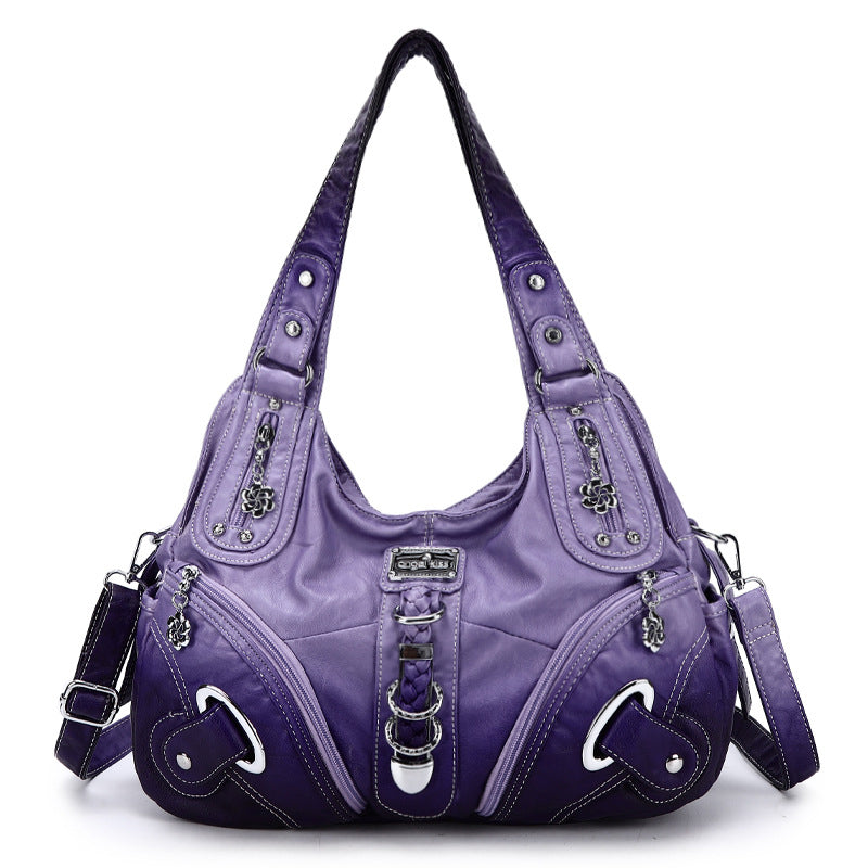 ANGEL KISS AK11282Z Vintage Tie Dye Tote Handbag Women PU Leather Shoulder Hobo Bag