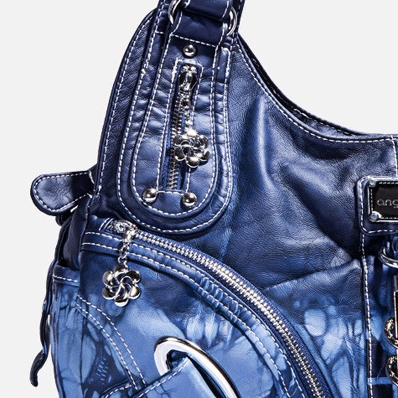 ANGEL KISS AK11282Z Vintage Tie Dye Tote Handbag Women PU Leather Shoulder Hobo Bag
