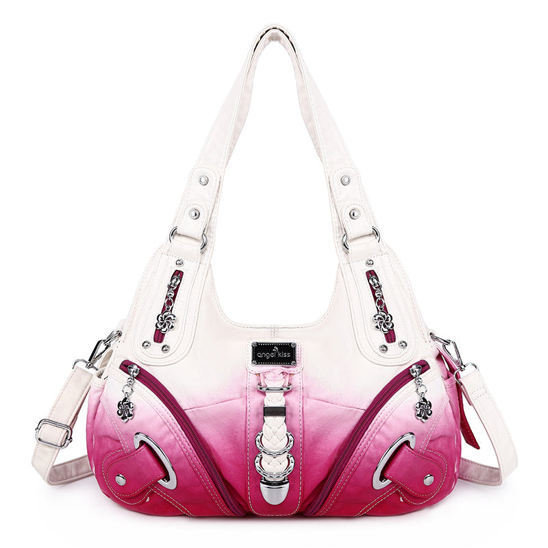 ANGEL KISS AK11282Z Vintage Tie Dye Tote Handbag Women PU Leather Shoulder Hobo Bag