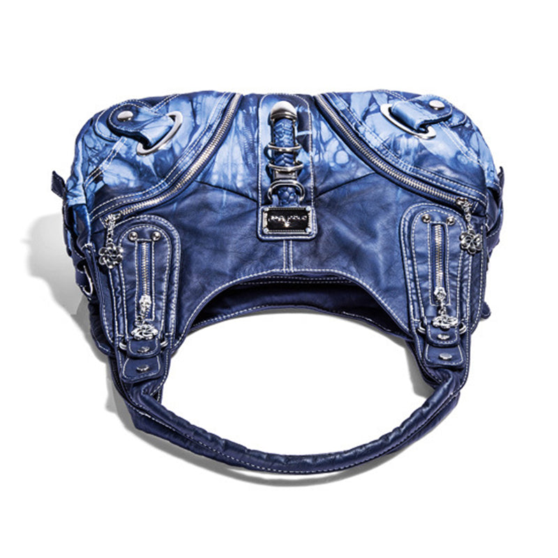 ANGEL KISS AK11282Z Vintage Tie Dye Tote Handbag Women PU Leather Shoulder Hobo Bag