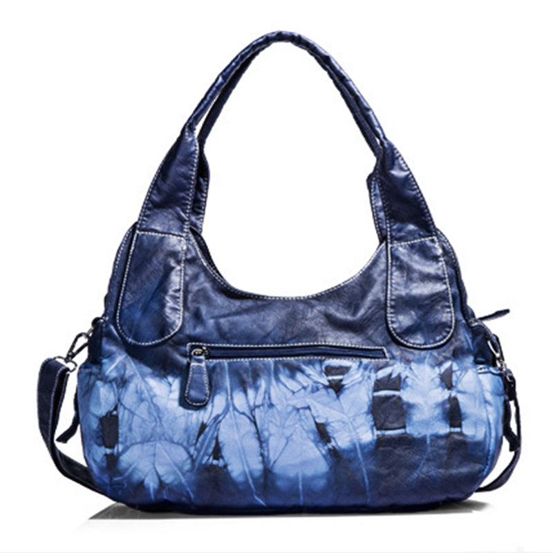 ANGEL KISS AK11282Z Vintage Tie Dye Tote Handbag Women PU Leather Shoulder Hobo Bag