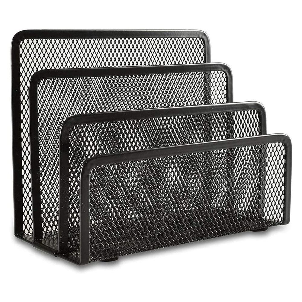 2Pcs Desk Mail Organizer Office Letter Sorter Desktop File Organizer Metal Mesh with 3 Vertical Upright Compartments