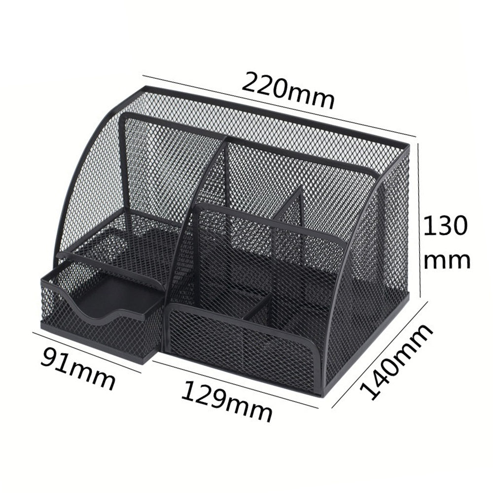 Note Paper Organizer and Pencil Holder Metal Mesh Drawer Organizer for Office Desk