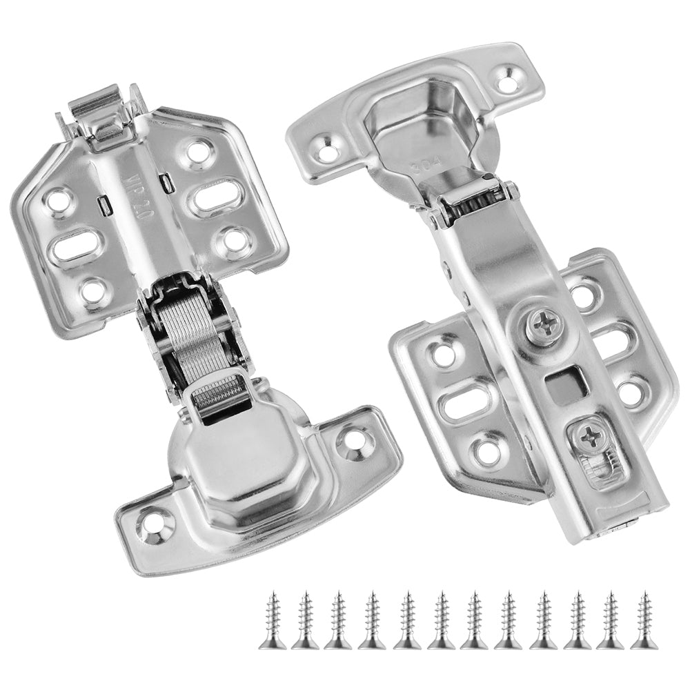 2Pcs 304 Stainless Steel Full Overlay Hydraulic Hinges Damper
