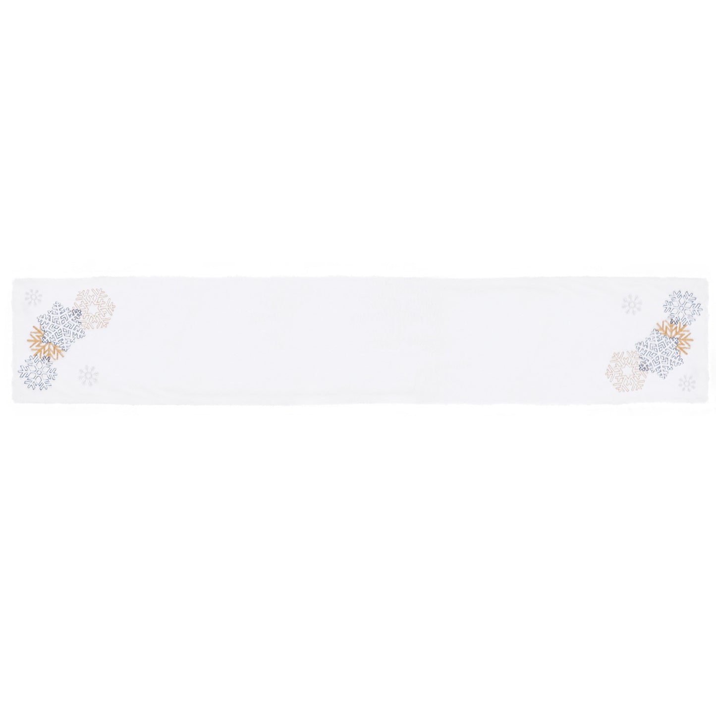 2022Sa30 182x33cm Christmas Snowflake Pattern Plush Tablecloth Washable Rectangle Table Cloth for Party Holiday Decoration