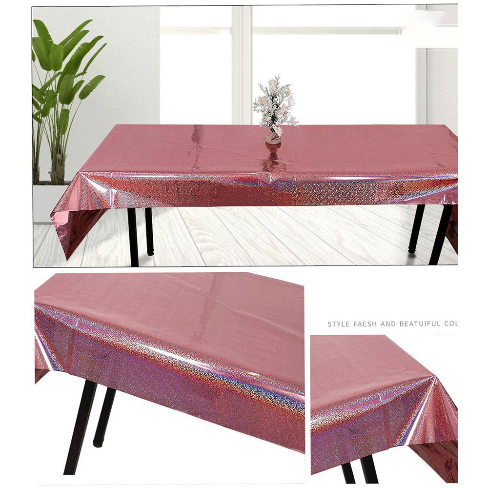 1*2.7m Laser Glitter Foil Rectangular Tablecloth for Birthday Wedding Baby Show Anniversary Christmas Party Decoration
