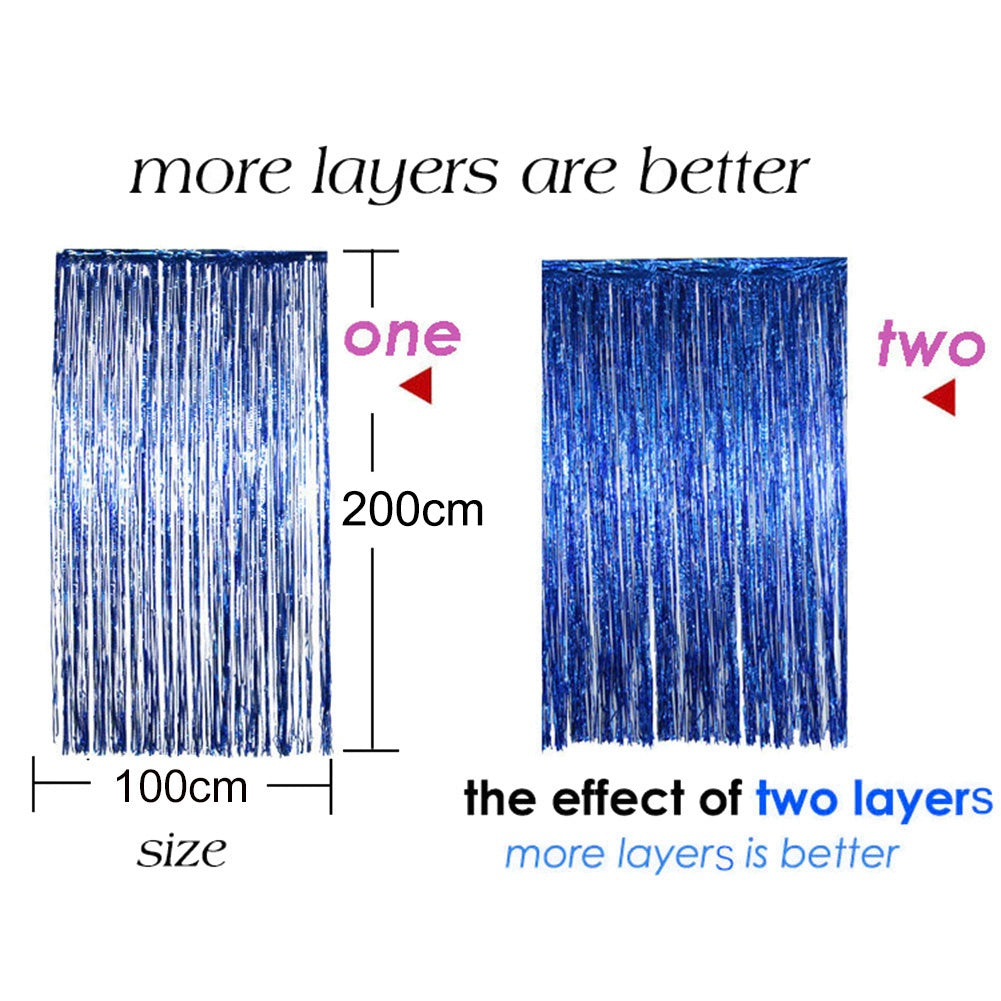 1m*2m Laser Fringe Curtain Metallic Door Streamers Holidays Christmas Party Decoration Photo Backdrop