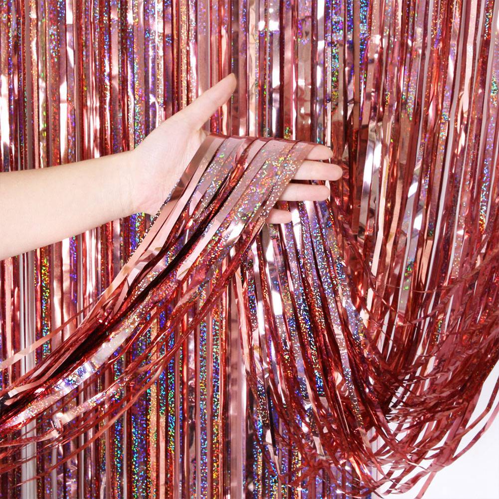 1m*2m Laser Fringe Curtain Metallic Door Streamers Holidays Christmas Party Decoration Photo Backdrop