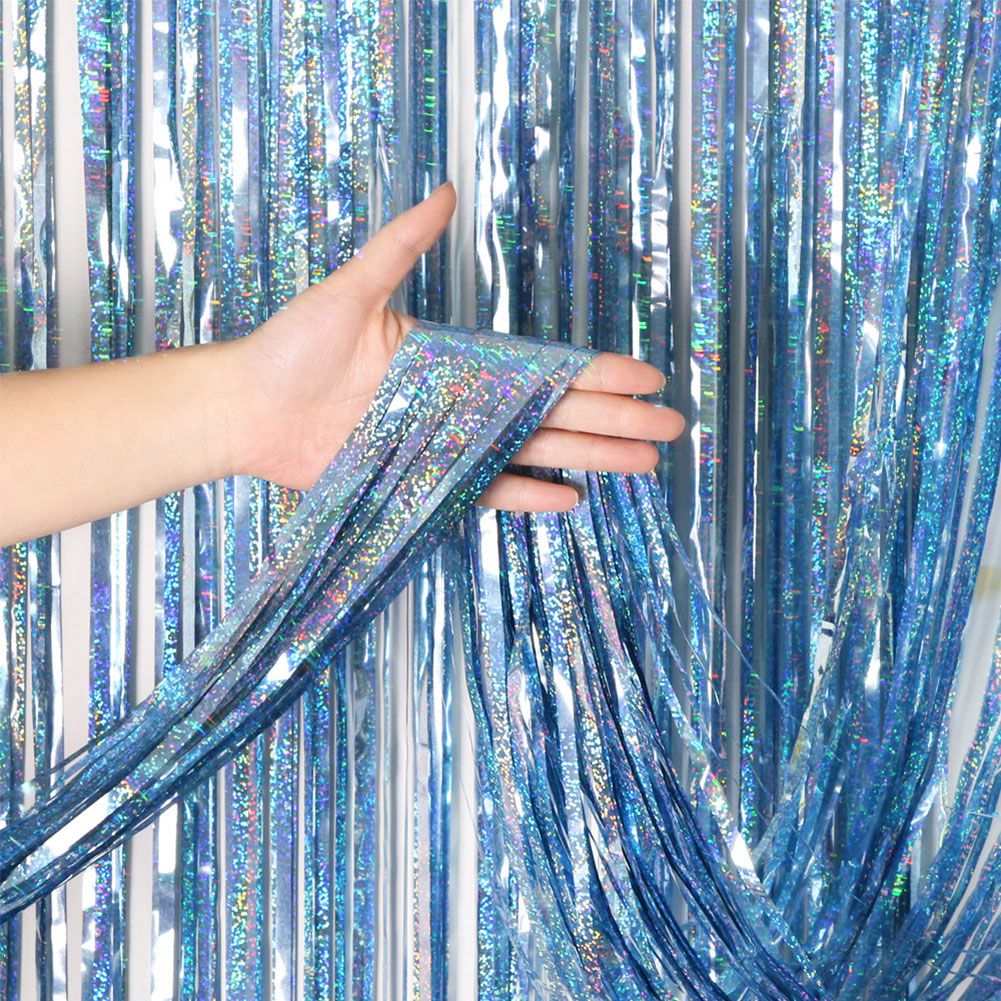 1m*2m Laser Fringe Curtain Metallic Door Streamers Holidays Christmas Party Decoration Photo Backdrop