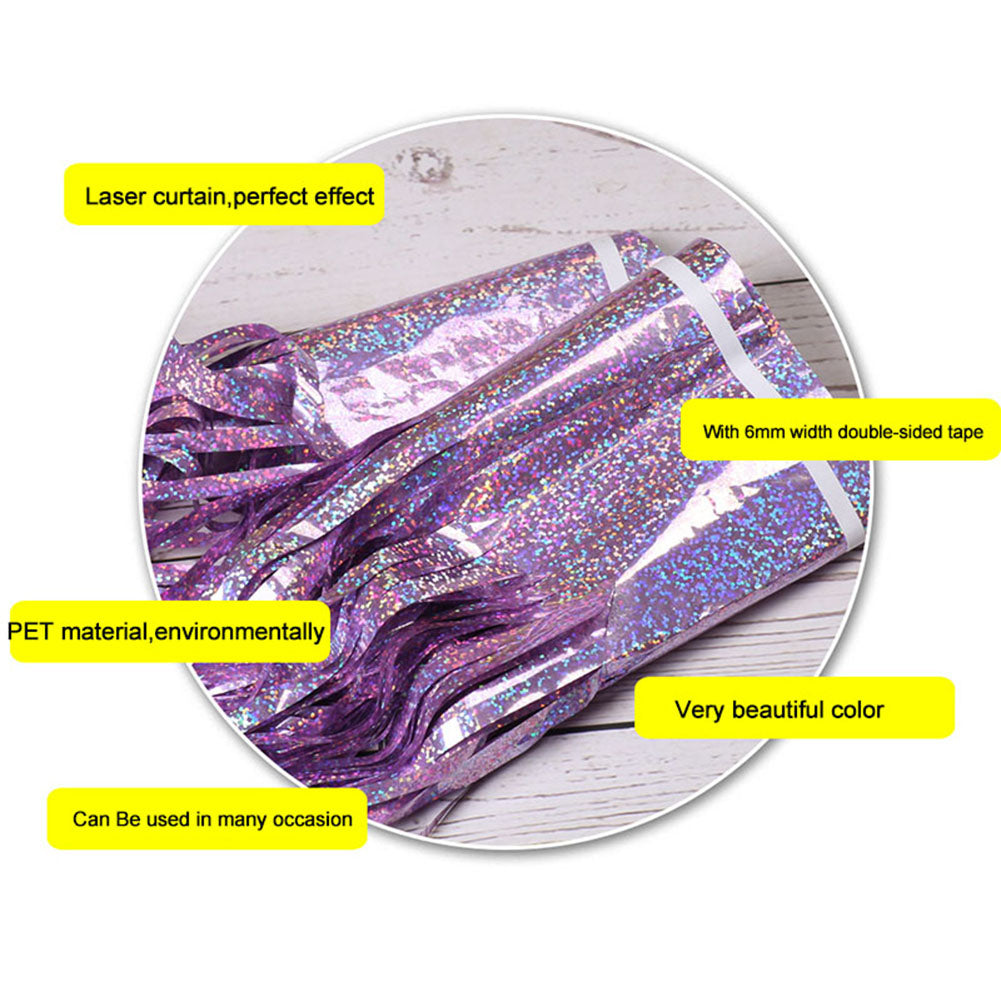 1m*2m Laser Fringe Curtain Metallic Door Streamers Holidays Christmas Party Decoration Photo Backdrop