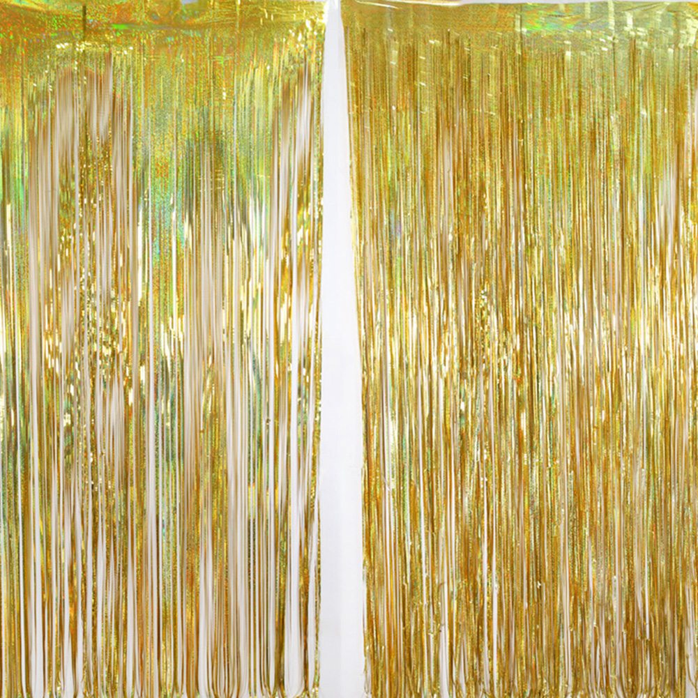 1m*2m Laser Fringe Curtain Metallic Door Streamers Holidays Christmas Party Decoration Photo Backdrop