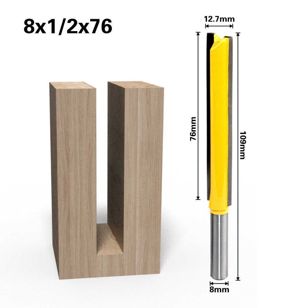8mmx1 / 2 Inchx76mm Shank for Wood Trimmers, Shark Alloy Cutter Woodworking Straight Plunge Knife