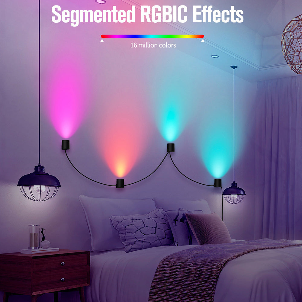 BLX-01 4Pack RGBIC LED Light Smart Wall Sconces Music Sync Home Decor Tuya WiFi Wall Lights Work with Alexa
