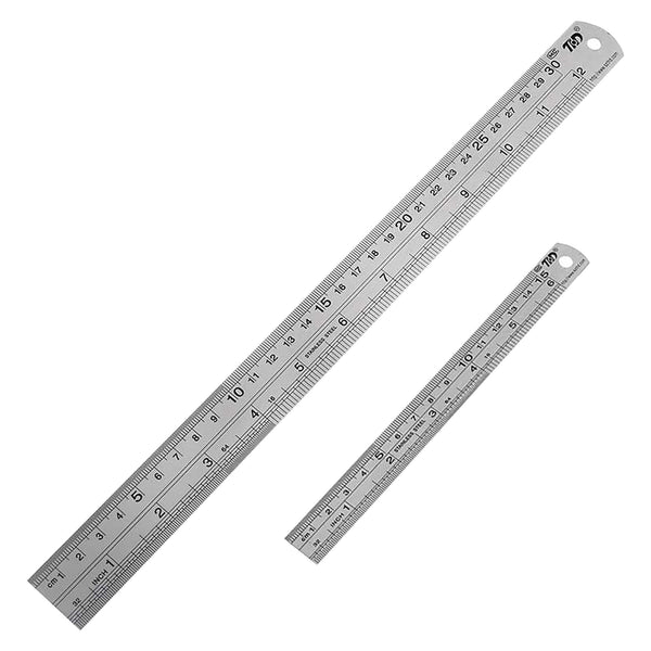 THD 12-inch + 6-inch Stainless Steel Straight Ruler Set Engineering School Office Precision Measuring Hand Tool