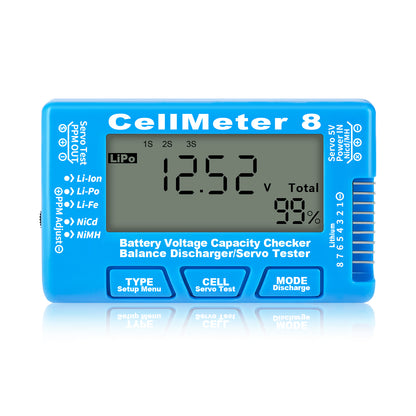 Cellmeter 8-in-1 Digital Battery Capacity Checker Controller Tester Voltage Tester for Li-Po Li-ion NiMH Nicd Cell Meter