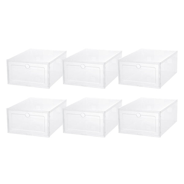 6Pcs Plastic Folding Storage Box Organizer Transparent Shoe Box Clear for Home Closet Shelf, for Man