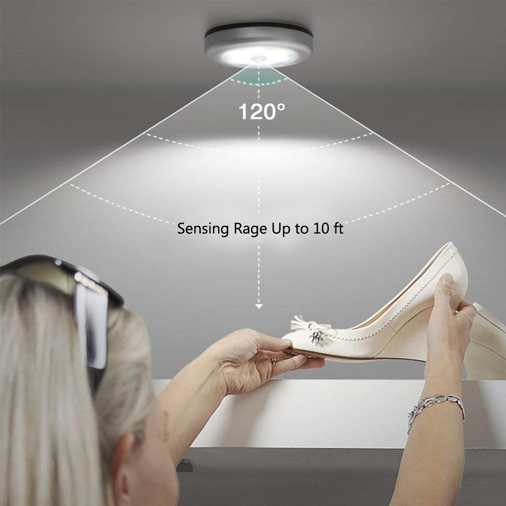 1Pc 6 LED Round Cabinet Light for Kitchen Bedroom Cupboard Wireless Magnetic Corridor PIR Motion Sensor Stair Night Lamp