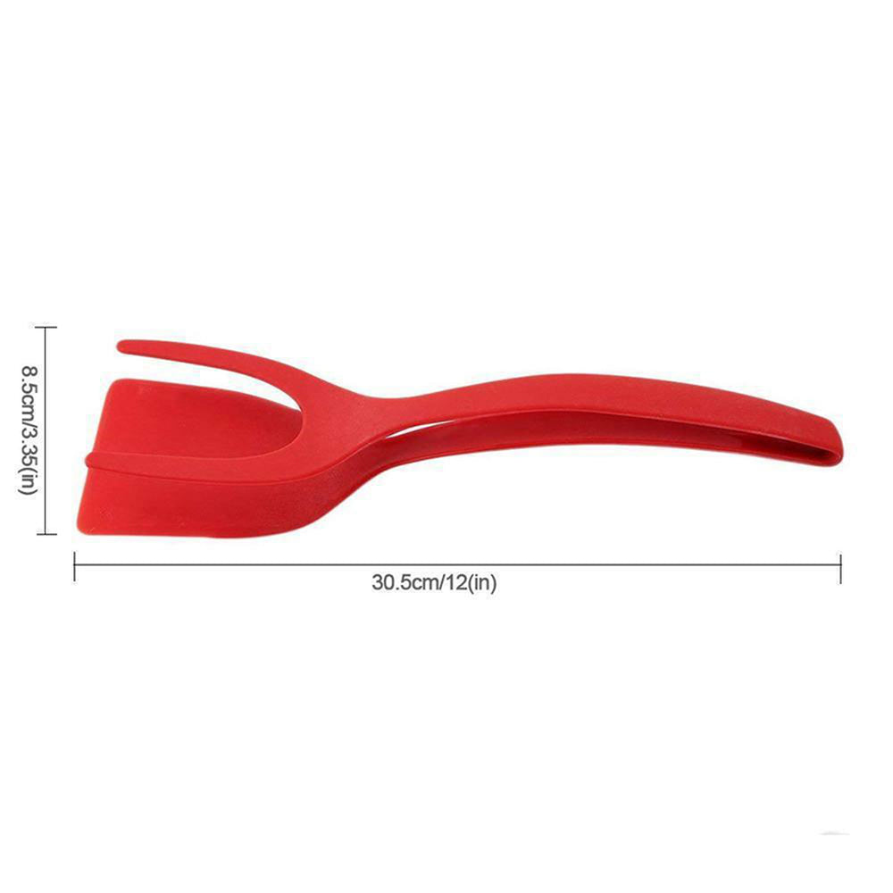 2-in-1 Clip Flip Spatula Fried Egg Steak Tongs Pancake Omelet Clamp Cooking Tongs Kitchen Tool (No FDA, BPA-free)