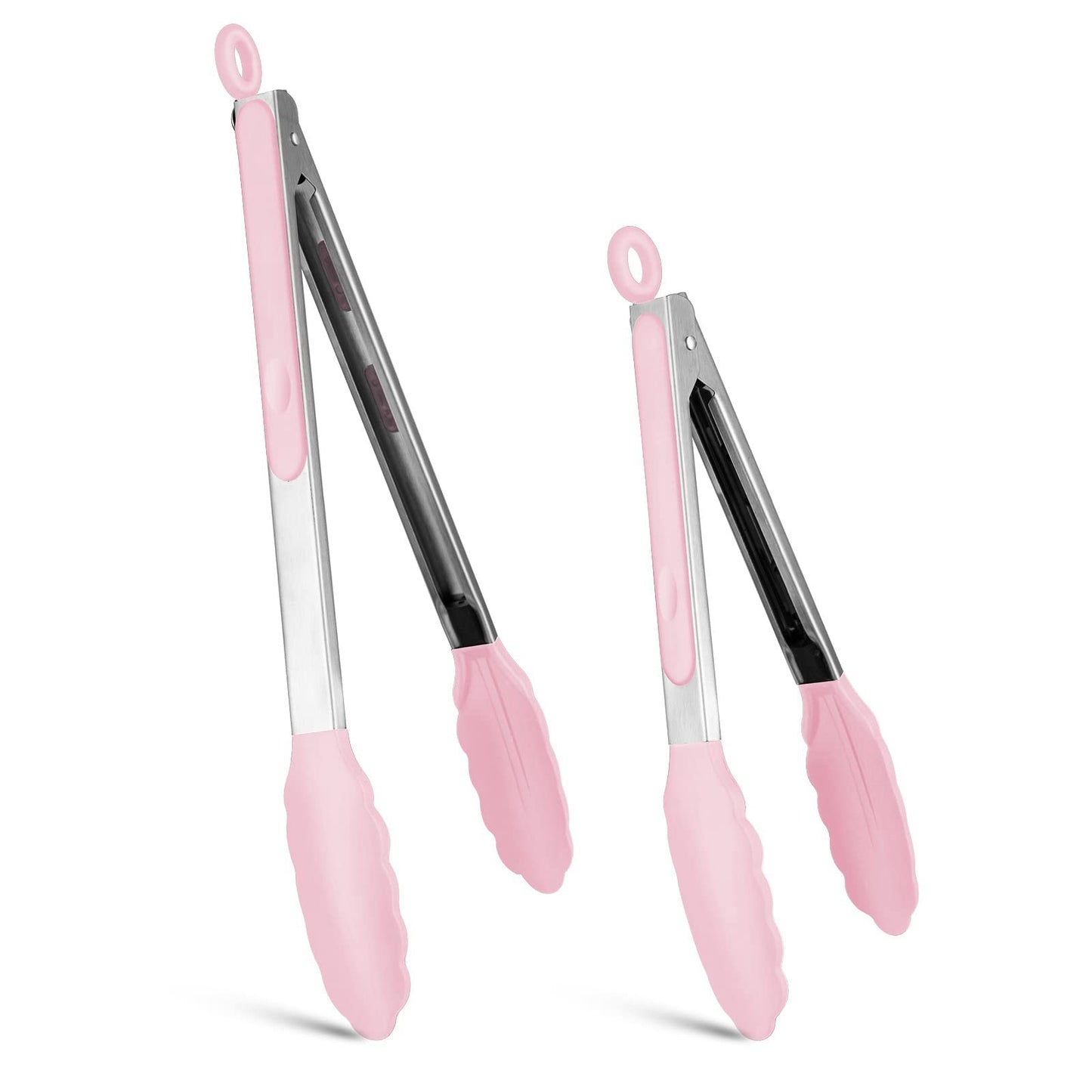 2Pcs / Set Silicone Non-Slip Tongs for Cooking Heat Resistant Tip Tongs for Kitchen Salad / Pasta / Grilling / BBQ, 9" + 12" (No FDA Certificate, BPA Free)