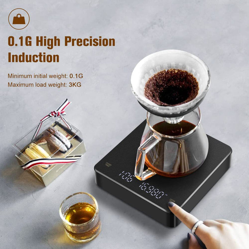 Smart Coffee Scale with Timer 5000g / 0.1g High Precision Electronic Scale LCD Screen Digital Kitchen Scale