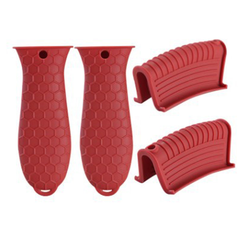 2 Pot Handle Cover + 1 Pair Assist Handle Cover Silicone Heat Insulation Pot Handle Covers Set (FDA Certificated, BPA-free)