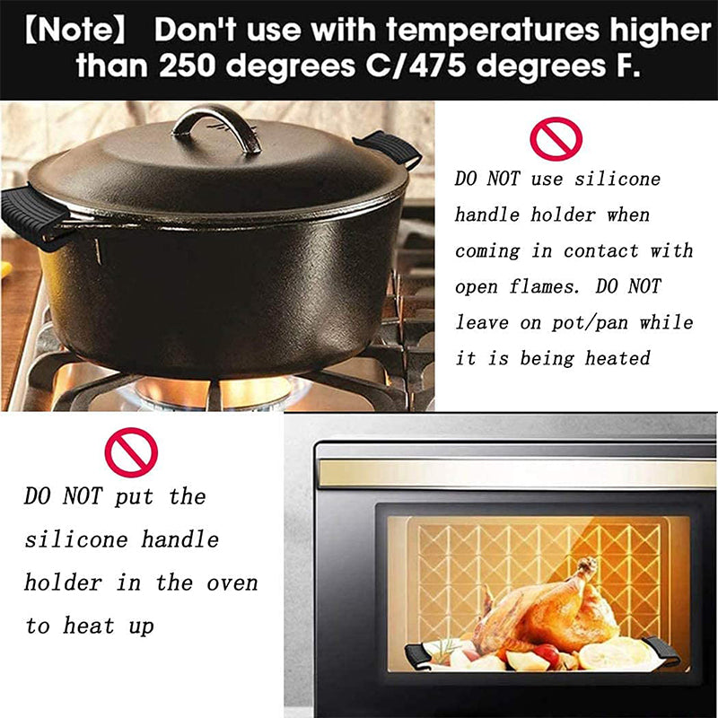 2 Pot Handle Cover + 1 Pair Assist Handle Cover Silicone Heat Insulation Pot Handle Covers Set (FDA Certificated, BPA-free)
