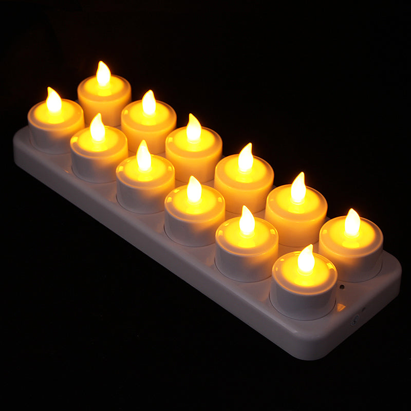 12PCS/Pack Rechargeable Flameless Candles Realistic LED Flames Light with Remote Control