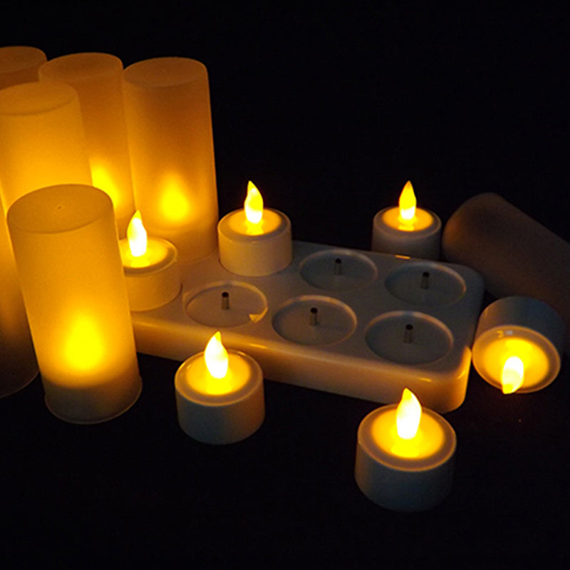 12PCS/Pack Rechargeable Flameless Candles Realistic LED Flames Light with Remote Control