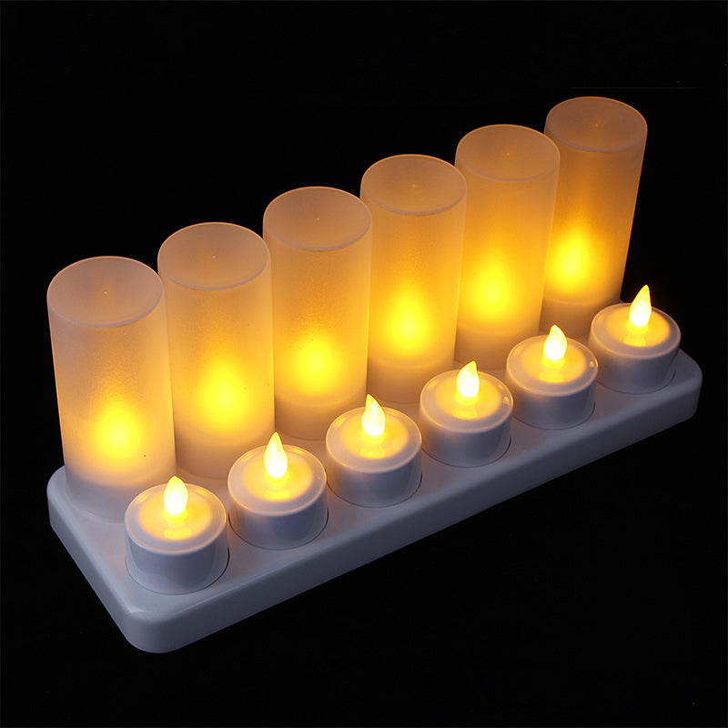 12PCS/Pack Rechargeable Flameless Candles Realistic LED Flames Light with Remote Control