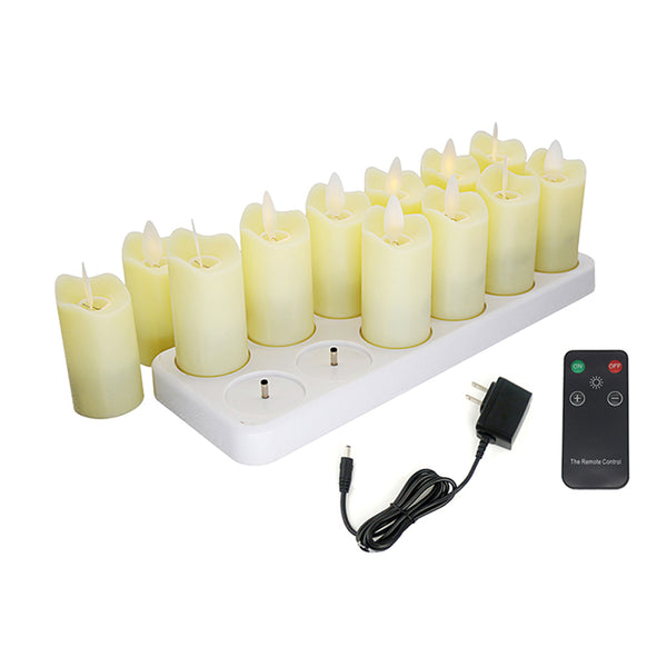 12PCS/Pack Rechargeable Flameless Candles Realistic Dancing LED Flames with Remote Control