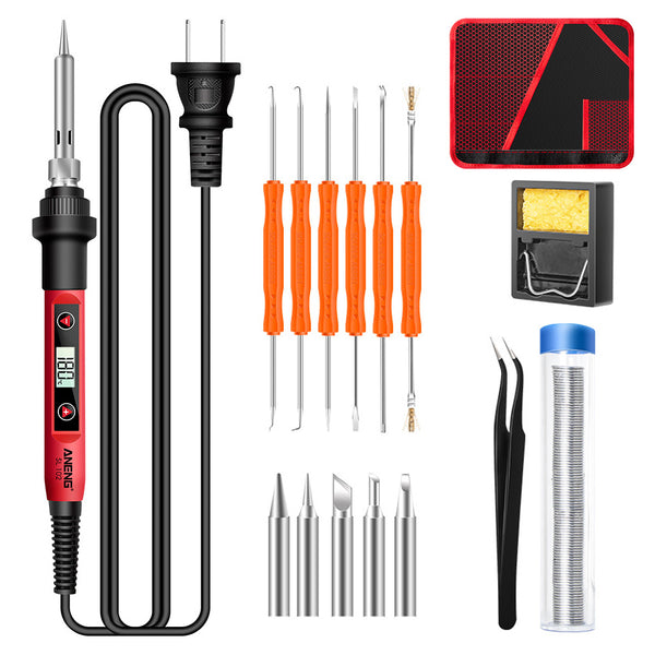 ANENG SL102 17Pcs Adjustable 60W Electric Soldering Iron Kit with Replaceable Welding Head Electronic Repair Set