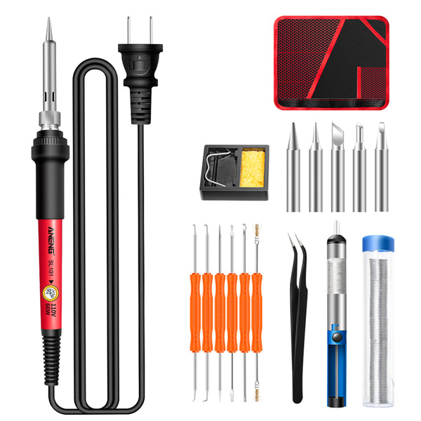 ANENG SL101 17PCS Multi-Functional 60W Electric Soldering Iron Kit with Replaceable Welding Head Electronic Repair Set