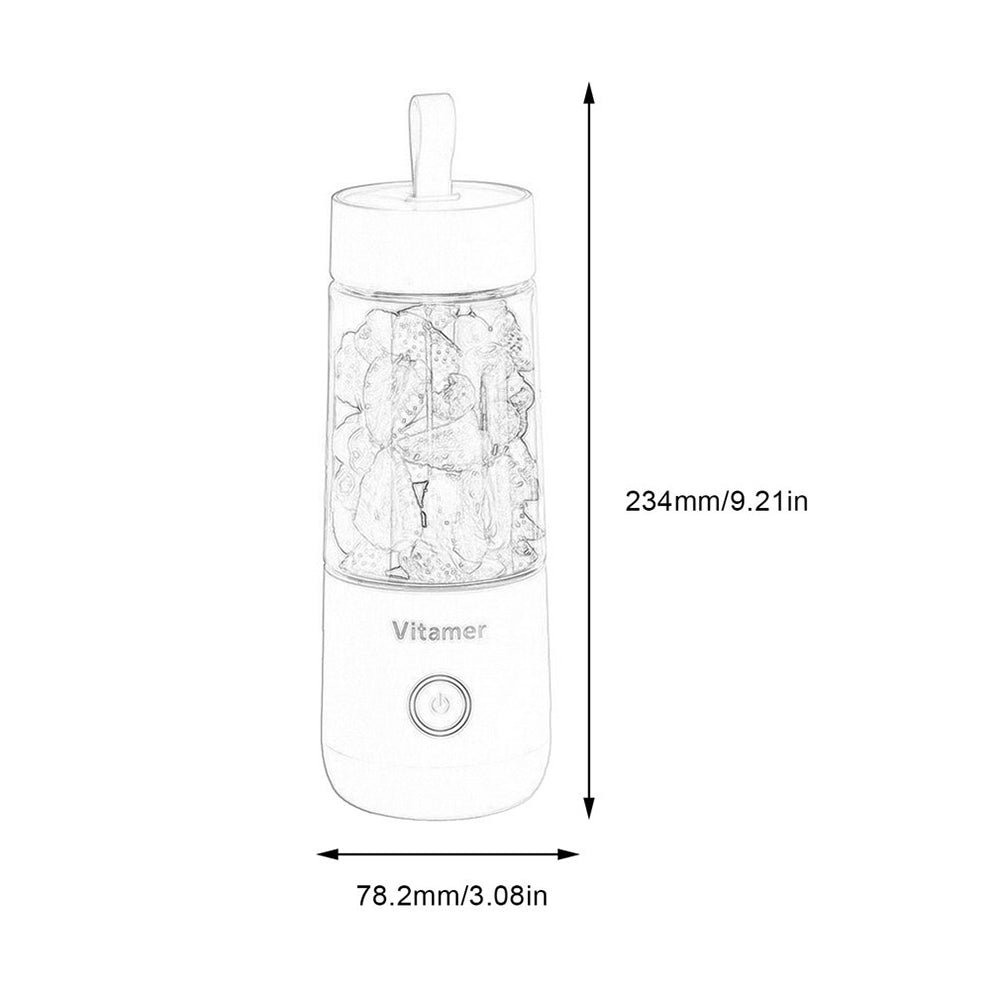 VITAMER 350ml Portable Electric Fruit Juicer USB Rechargeable Smoothie Blender Machine Kitchen Fruit Mixer Cup Juicing Cup