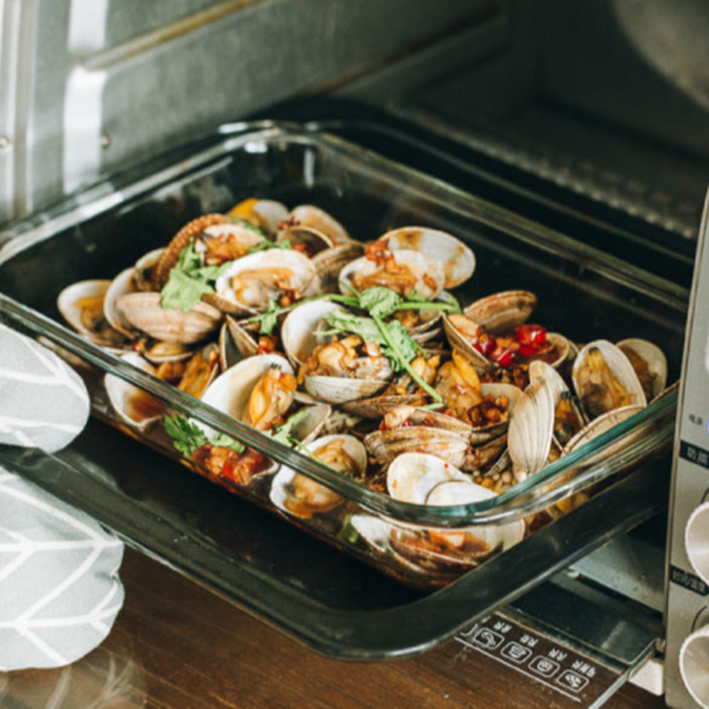 1L Clear Glass Baking Dish for Oven Glass Pan for Cooking Oblong Casserole Dish Rectangular Baking Pan Glass Bakeware (BPA-free, No FDA Certificate)