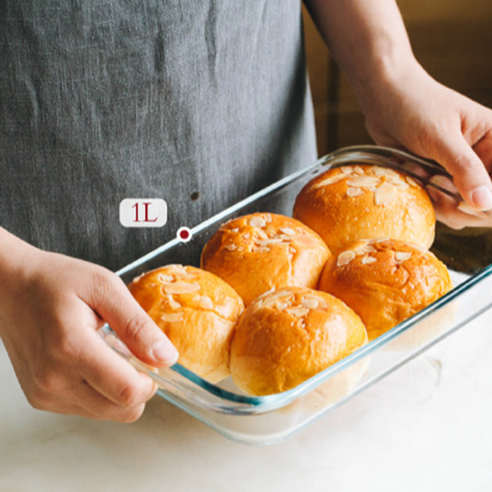 1L Clear Glass Baking Dish for Oven Glass Pan for Cooking Oblong Casserole Dish Rectangular Baking Pan Glass Bakeware (BPA-free, No FDA Certificate)