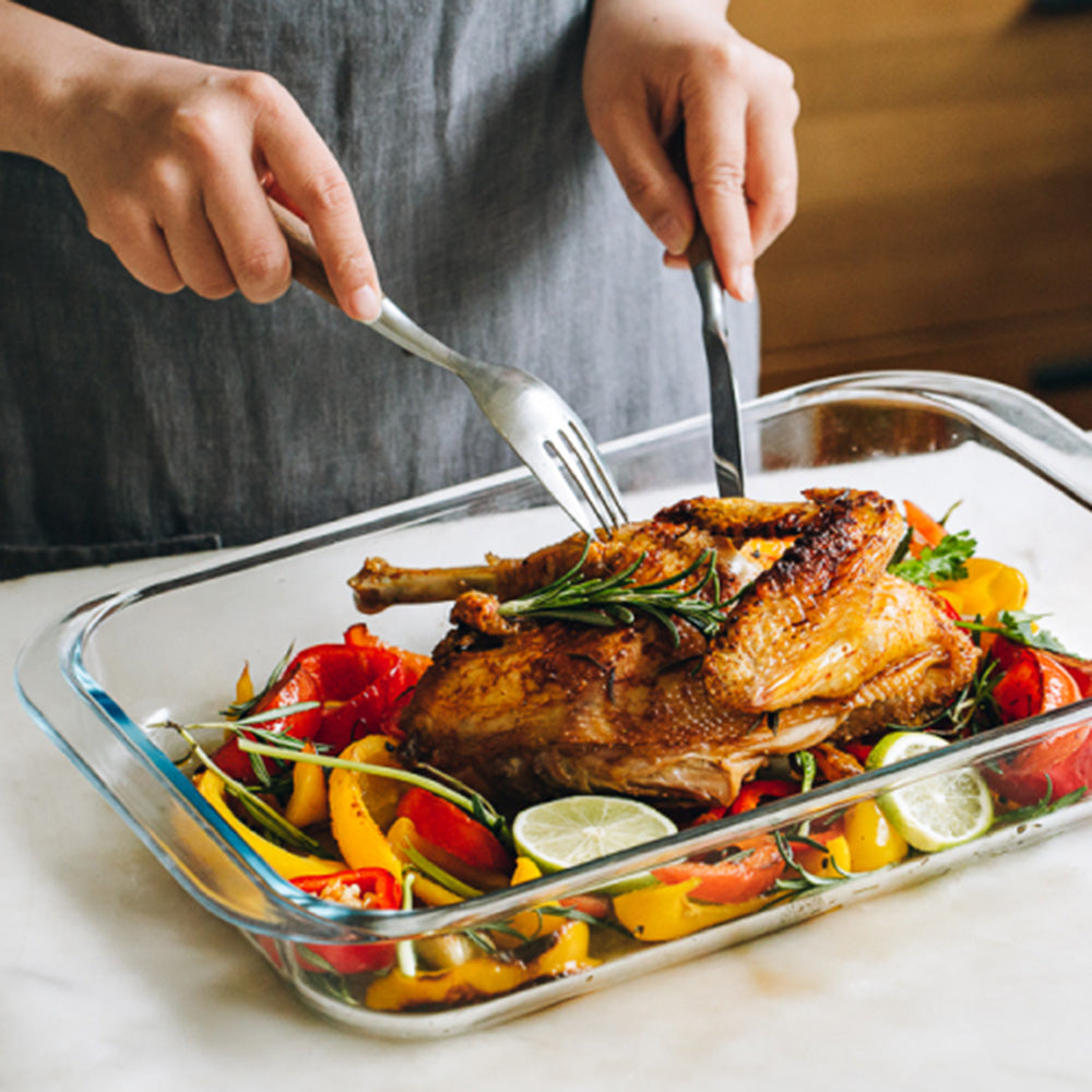 1L Clear Glass Baking Dish for Oven Glass Pan for Cooking Oblong Casserole Dish Rectangular Baking Pan Glass Bakeware (BPA-free, No FDA Certificate)
