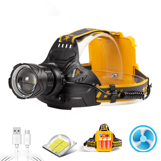 W646 Telescopic Zoomable LED Headlight USB Rechargeable Head Torch with Rear Warning Light