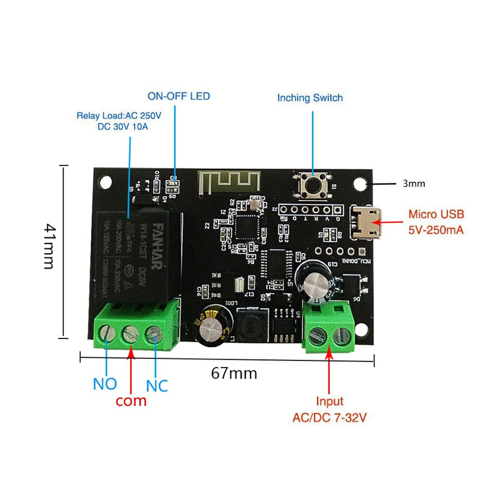 1 Channel WiFi Relay Tuya Smart Switch Module APP Remote Control DIY Inching Self-Locking Work with Alexa Google Home